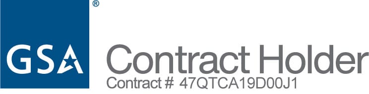 GSA Contract Holder logo with contract number 47QTCA19D00J1 indicated below in grey text.
