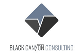 Black Canyon Consulting logo featuring a geometric design in gray and black.
