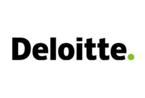 Deloitte logo with black text and a small green dot, representing the global consulting and professional services firm.