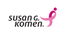 Pink ribbon logo for Susan G. Komen, a nonprofit organization supporting breast cancer awareness and research initiatives.