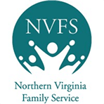 Logo of Northern Virginia Family Service (NVFS) with abstract figures in a circle, symbolizing community support.