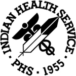 Indian Health Service seal featuring PHS symbol with text Indian Health Service PHS 1955 in a circular layout.
